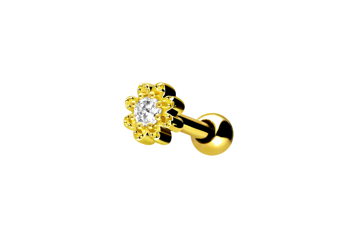Chirurgenstahl Ohrpiercing BLUME + KRISTALL